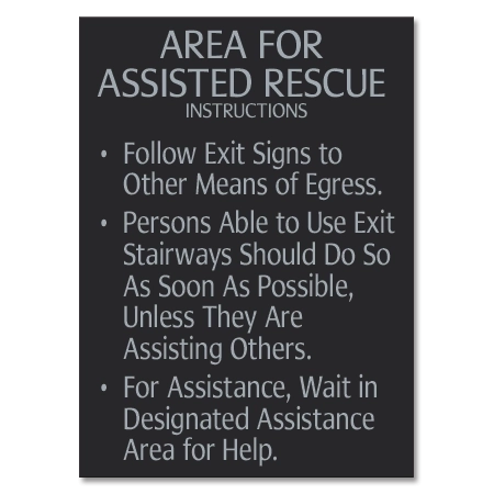 Area of Assisted Rescue Instructions Sign