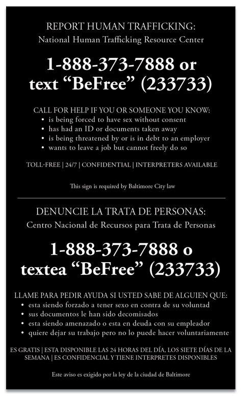 Baltimore, MD Large Human Trafficking Sign - Celtec
