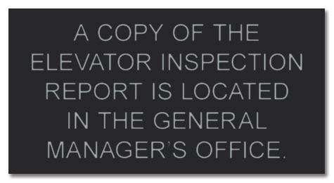 Elevator Inspection Sign