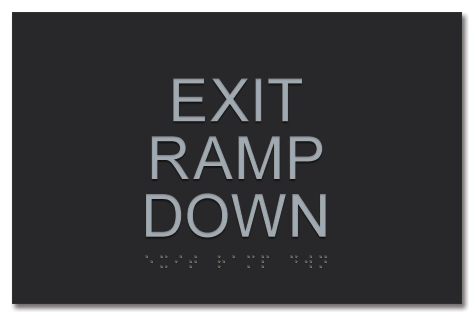 "Exit Ramp Down" Egress Sign - CA Compliant