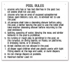 Indiana Pool Rules Sign