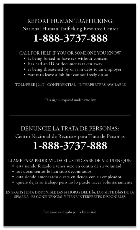 Maryland Large Human Trafficking Notice - Acrylic