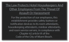 Miami Beach, FL: Housekeeper Protection Notice - Self Adhesive - 8 Pk