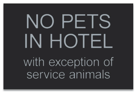 No Pets in Hotel Sign