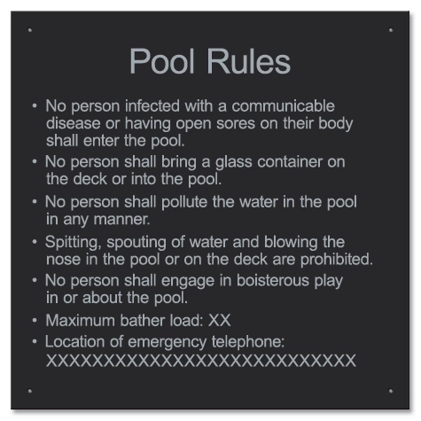 Ontario Canada Pool Rules Sign
