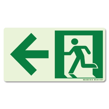 Photoluminescent Emergency Exit Directional Sign (Left)