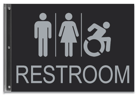 Restroom Flag Sign w/Unisex & Dynamic ISA Symbols