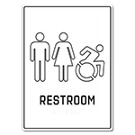 Restroom Sign w/Unisex & Dynamic ISA Symbols (Back of House)