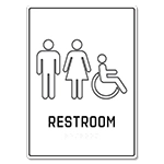 Restroom Sign w/Unisex & ISA Symbols (Back of House)