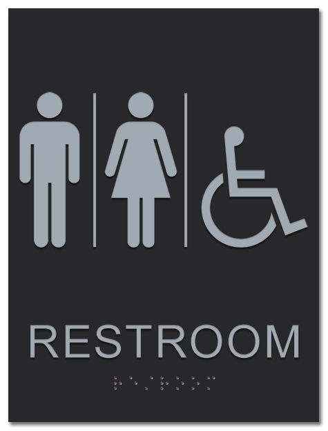 Restroom Sign w/Unisex & ISA Symbols