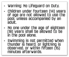 Roanoke, Virginia Pool Rules Sign