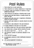 South Carolina Pool Rules Sign