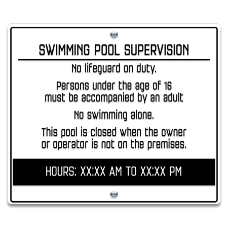 Swimming Pool Supervision Sign - New Jersey Compliant