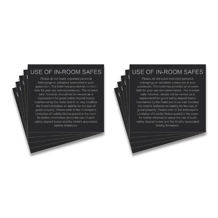 Use of In-Room Safes Decal - 10 Pack
