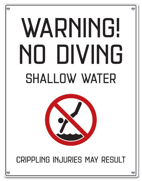 Warning: No Diving Shallow Water Sign