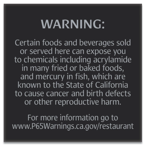 Warning Sign: Foods and Beverages