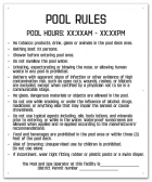 Washington DC Pool Rules with Hours Sign
