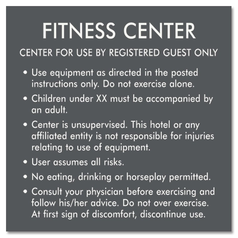 Fitness Center Rules Sign