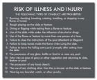 Georgia Water Slide Risk of Illness and Injury Sign