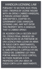 Handgun Licensing Law Sign (30.07) - Open Carry