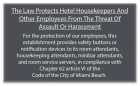 Miami Beach, FL: Housekeeper Protection Notice - Self Adhesive - 8 Pk
