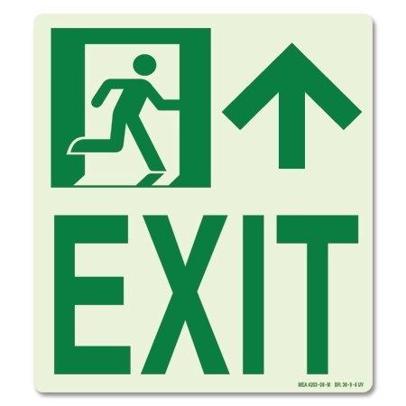 Photoluminescent Emergency Exit Sign w/Arrow (Right)