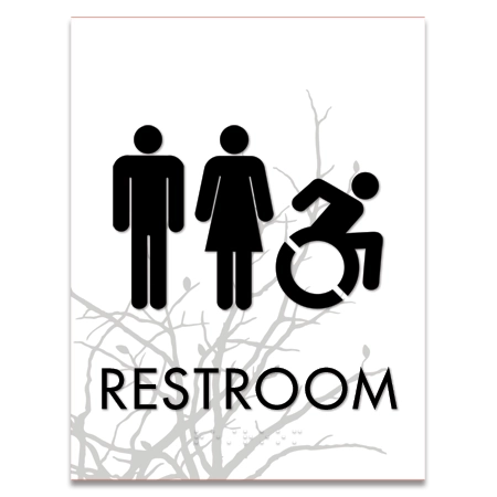 Restroom Sign w/Unisex & Dynamic ISA Symbols