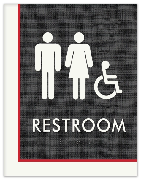 Restroom Sign w/Unisex & ISA Symbols