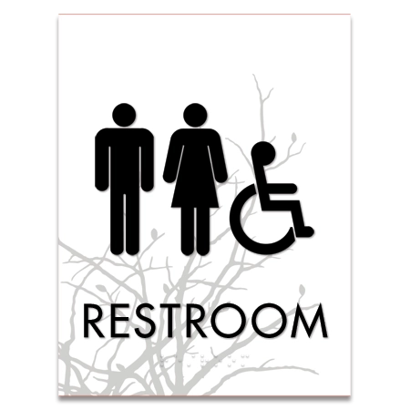 Restroom Sign w/Unisex & ISA Symbols