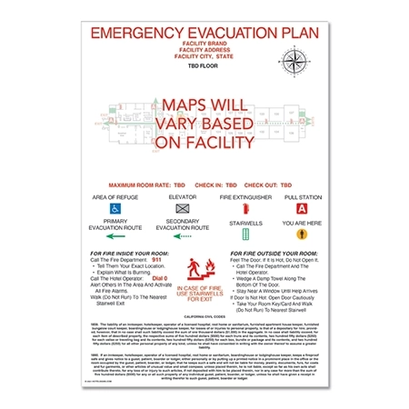 Vertical CA Guest Room Evac Map - Large - Celtec