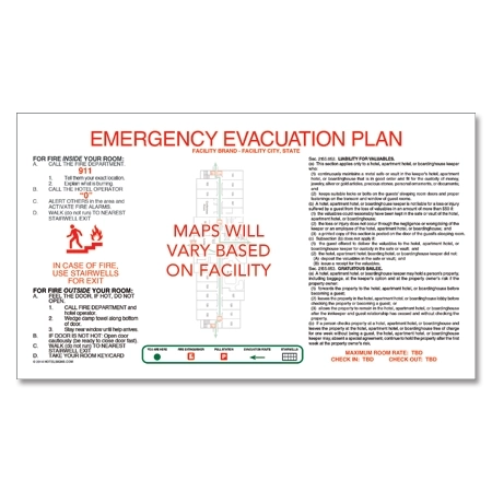3-Color Guest Room Evacuation Map - Acrylic