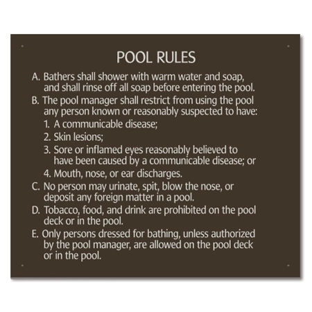 Alaska Pool Hygiene Rules Sign