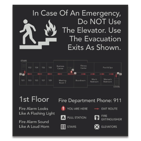 "In Case of Emergency..." Evacuation Plans Sign