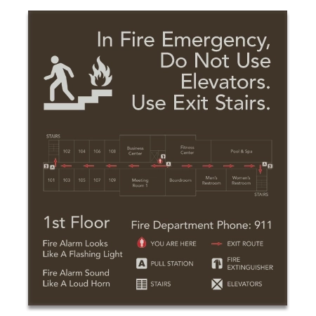 "In Fire Emergency.." Evacuation Plans Sign