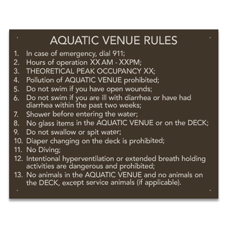 MAHC Aquatic Venue Rules Sign