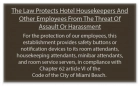 Miami Beach, FL: Housekeeper Protection Notice - Self Adhesive - 8 Pk