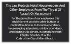 Miami Beach, FL: Housekeeper Protection Notice - Self Adhesive - 8 Pk