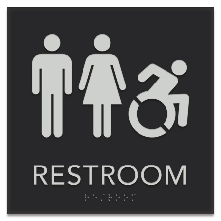 Restroom Sign w/Unisex & Dynamic ISA Symbols