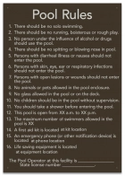South Carolina Pool Rules Sign