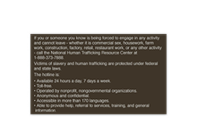 Human Trafficking Signs