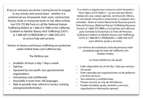 CA Bilingual Human Trafficking Notice