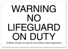 California No Lifeguard on Duty Sign
