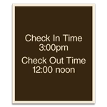 Check In/Check Out Hours Sign