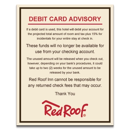 Debit Card Advisory Sign