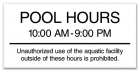 Delaware Pool Hours Sign