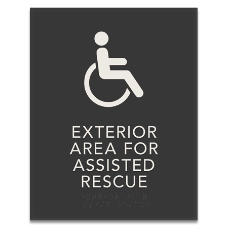 Exterior Area for Assisted Rescue Sign w/ISA Symbol