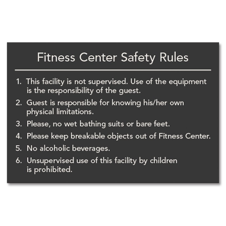 Fitness Center Rules Sign