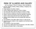 Georgia Water Slide Risk of Illness and Injury Sign
