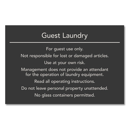 Guest Laundry Rules Sign
