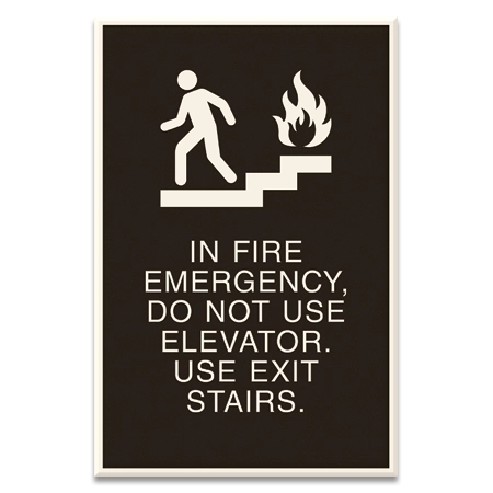 In Fire Emergency, Do Not Use Elevator... w/No Braille
